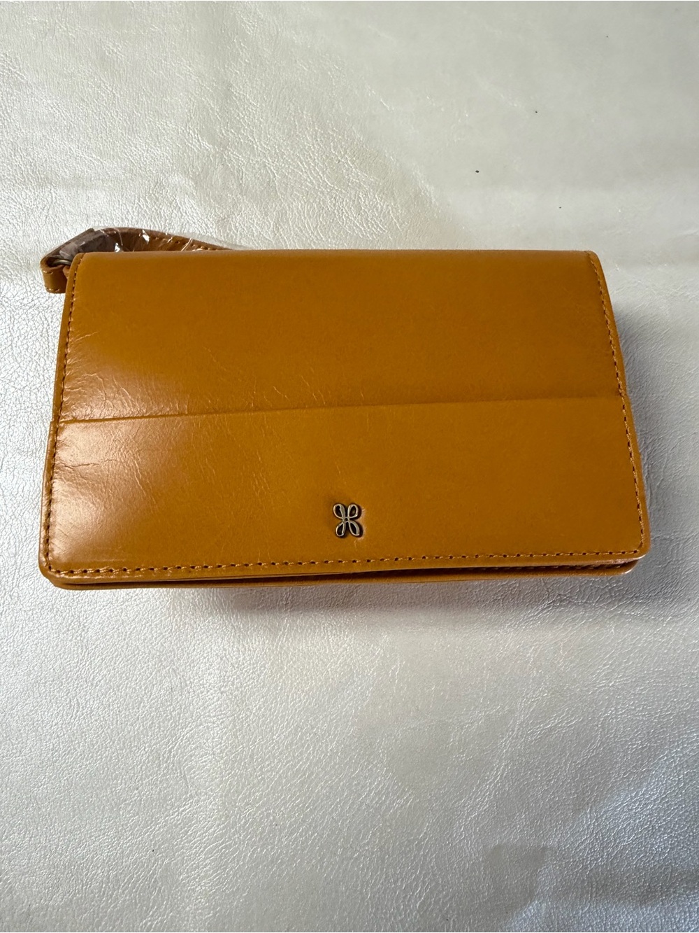 HOBO Mustard Leather Foldover Wristlet Wallet